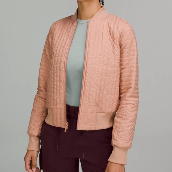 lululemon Non-Stop Cotton Bomber Jacket Pink Clay Size 6 - Picture 6 of 7